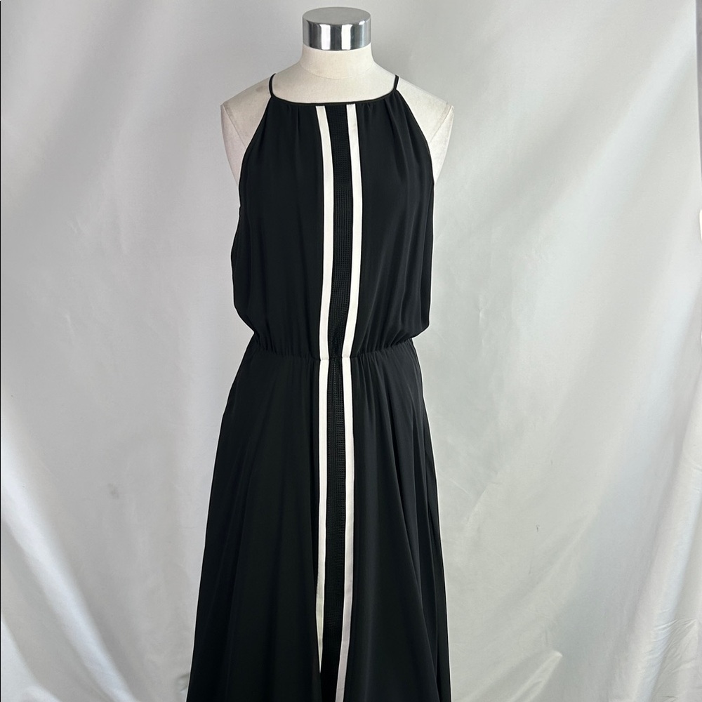 Parker Nwt Blk w Wh Stripe Asym Long Dress